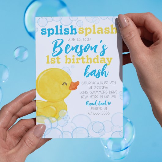 Rubber Duck Splish Splash Geburtstag Einladung