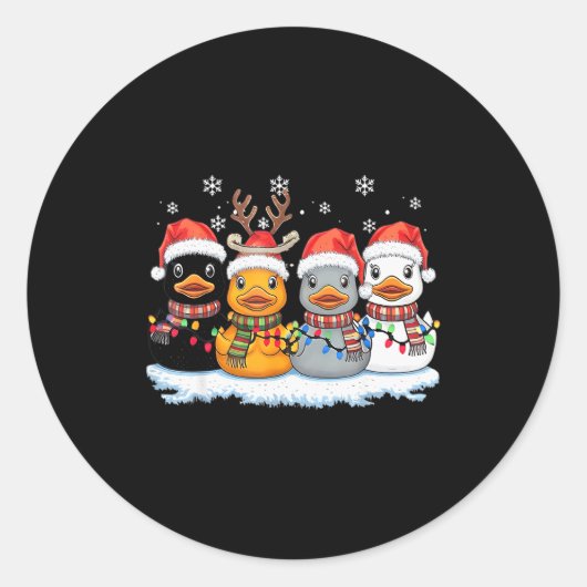 Rubber Duck Squad Christmas Light Reindeer Crew Xm Runder Aufkleber (Vorderseite)