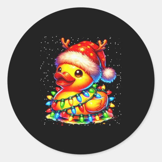 Rubber Duck Squad Christmas Light Reindeer Crew Xm Runder Aufkleber (Vorderseite)
