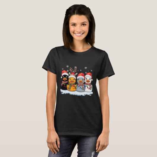 Rubber Duck Squad Christmas Light Reindeer Crew Xm T-Shirt (Vorne ganz)