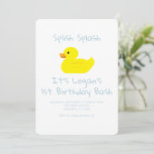 Rubber Duck Stripe First Birthday Party Invitation Einladung (Stehend Vorderseite)