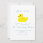 Rubber Duck Stripe First Birthday Party Invitation Einladung (Vorderseite)