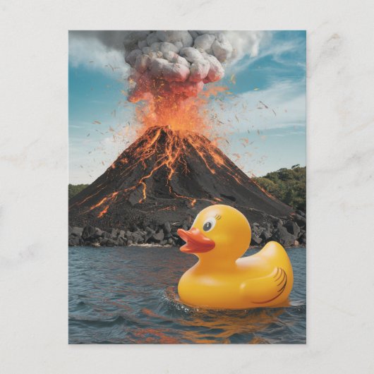 Rubber Duck Surreal Volcano Postkarte (Vorderseite)