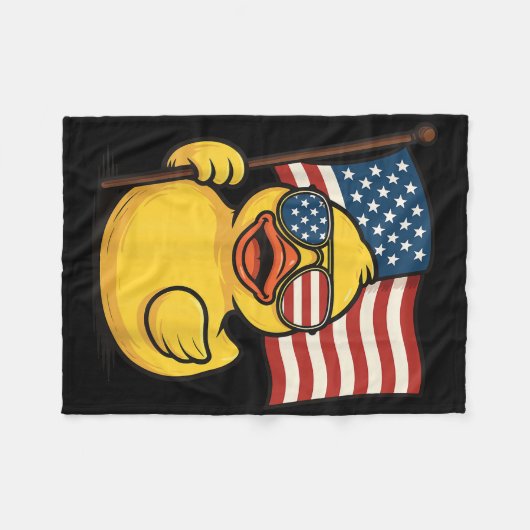 Rubber Duck Usa Flag Independence Day Bath Duck Fleecedecke (Vorderseite (Horizontal))