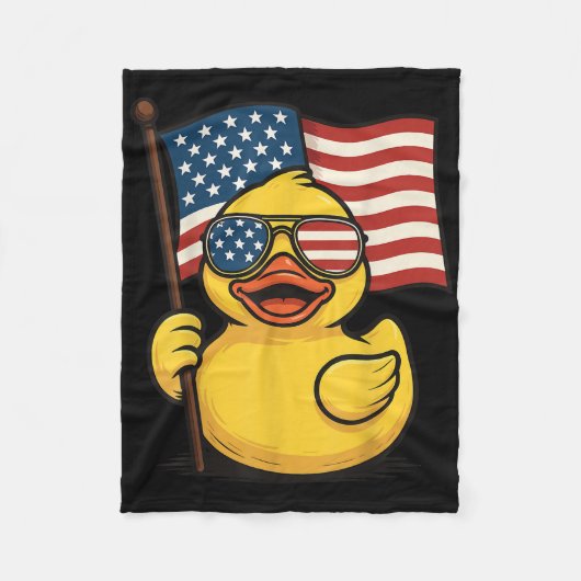 Rubber Duck Usa Flag Independence Day Bath Duck Fleecedecke (Vorderseite)