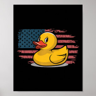 Rubber Duck Usa Flag Independence Day Bath Duck Poster