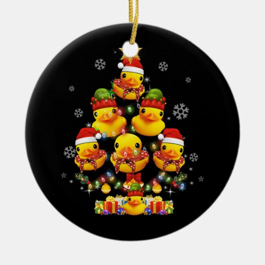 Rubber Duck Weihnachtsbaum Xmas Licht umgeben D Keramik Ornament (Vorne)