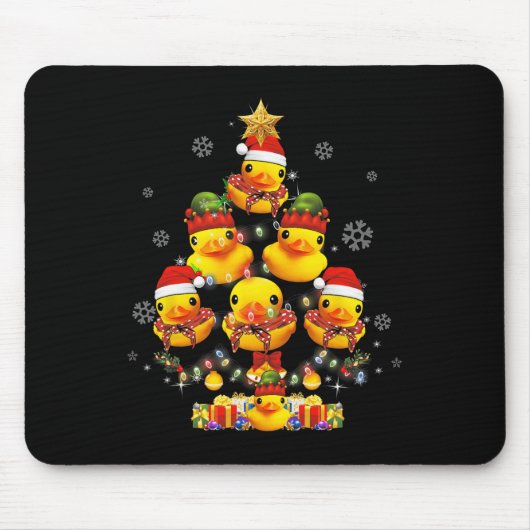 Rubber Duck Weihnachtsbaum Xmas Licht umgeben D Mousepad (Vorne)