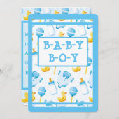 Rubber Duckie Blue Boy Baby Dusche Einladung (Vorne/Hinten)