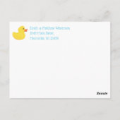 Rubber Ducky Baby Birth Ankündigung Postkarte (Rückseite)