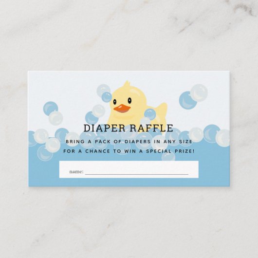 Rubber Ducky Baby Boy Blue Diaper Raffle Ticket Begleitkarte (Vorderseite)