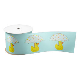 Rubber Ducky Baby Duckling Umbrella Satin Ribbon Satinband