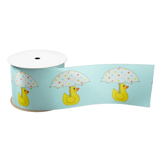 Rubber Ducky Baby Duckling Umbrella Satin Ribbon Satinband (Spule)