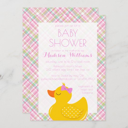Rubber Ducky Baby Dusche Einladung (Vorne/Hinten)