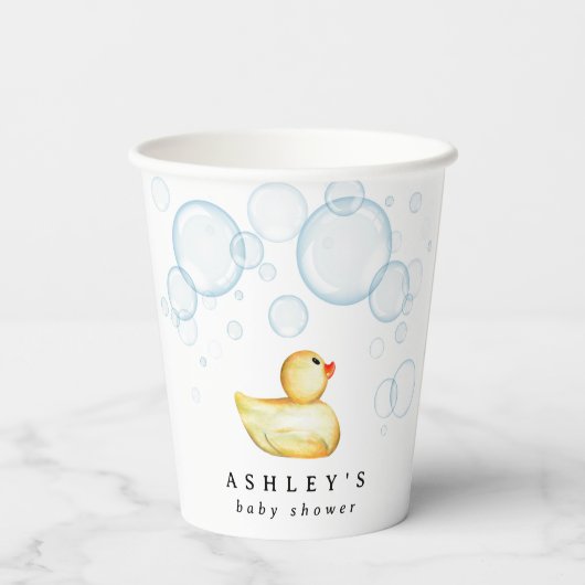 Rubber Ducky Baby Dusche Pappbecher (Rückseite)