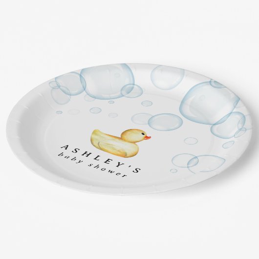 Rubber Ducky Baby Dusche Pappteller (Schrägansicht)