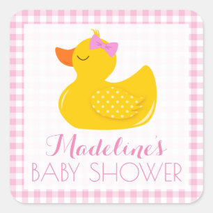 Rubber Ducky Baby Dusche Quadratischer Aufkleber