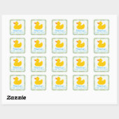 Rubber Ducky Baby Dusche Quadratischer Aufkleber (Blatt)