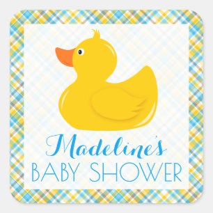 Rubber Ducky Baby Dusche Quadratischer Aufkleber