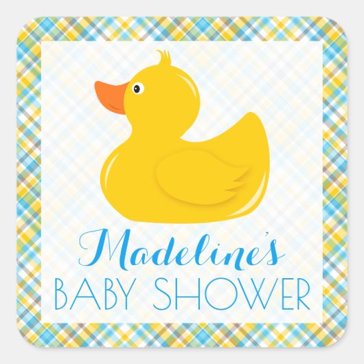 Rubber Ducky Baby Dusche Quadratischer Aufkleber (Vorderseite)