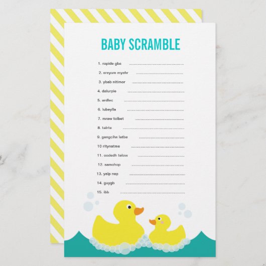 Rubber Ducky Baby Word Scramble Game (Vorne/Hinten)