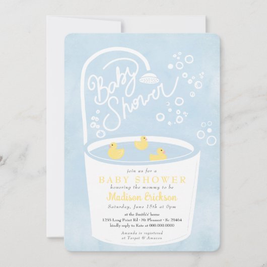 Rubber Ducky Bathtub Splish Splash Baby Dusche Einladung (Vorderseite)