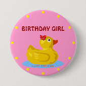 Rubber Ducky "Birthday Girl" Button (Vorderseite)