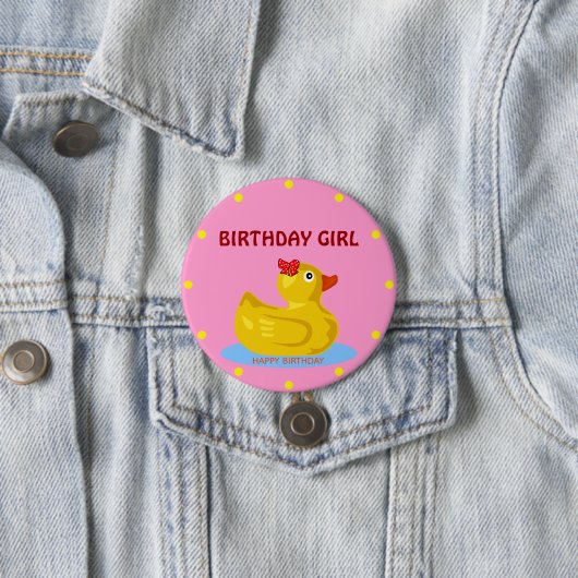 Rubber Ducky "Birthday Girl" Button (Beispiel)