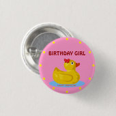 Rubber Ducky "Birthday Girl" Button (Vorne & Hinten)