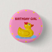 Rubber Ducky "Birthday Girl" Button (Vorderseite)