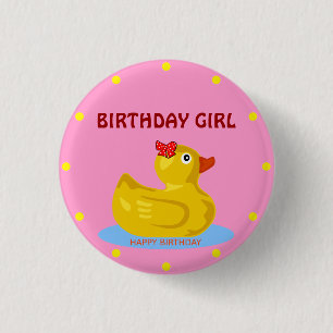 Rubber Ducky "Birthday Girl" Button