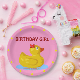 Rubber Ducky "Birthday Girl" Pappteller