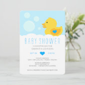 Rubber Ducky Blue Boy Baby Duwer Einladung (Stehend Vorderseite)