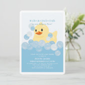 Rubber Ducky Boy Blue Baby Dusche Einladung (Stehend Vorderseite)