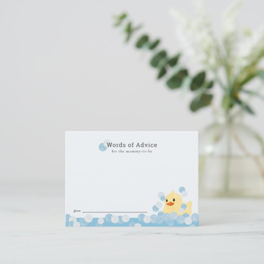 Rubber Ducky Boy Blue Baby Shower Admin Card Begleitkarte (Stehend Vorderseite)