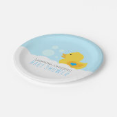 Rubber Ducky Bubble Bath Boy Baby Dusche Pappteller (Schrägansicht)