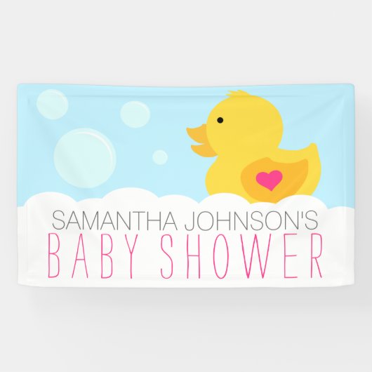 Rubber Ducky Bubble Bath Girl Babydusche Banner (Horizontal)