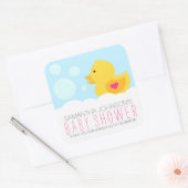 Rubber Ducky Bubble Bath Girl Babydusche Quadratischer Aufkleber (Umschlag)