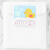 Rubber Ducky Bubble Bath Girl Babydusche Quadratischer Aufkleber (Tasche)