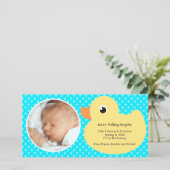 Rubber Ducky Bubble Frame New Baby Foto Cards Ankündigung (Stehend Vorderseite)