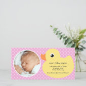 Rubber Ducky Bubble Frame New Baby Foto Cards Ankündigung (Stehend Vorderseite)