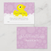 Rubber Ducky Diaper Raffle Ticket - Lilac Begleitkarte (Vorne/Hinten)