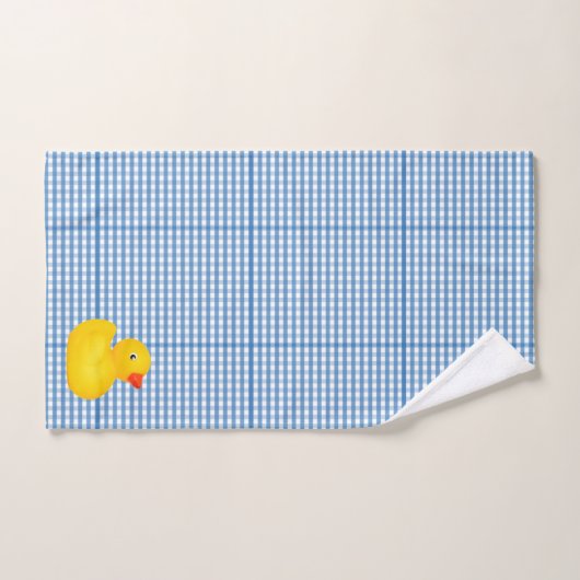 Rubber Ducky Duck Blue Gingham Badezimmer Handtuch Badhandtuch Set (Handtuch)