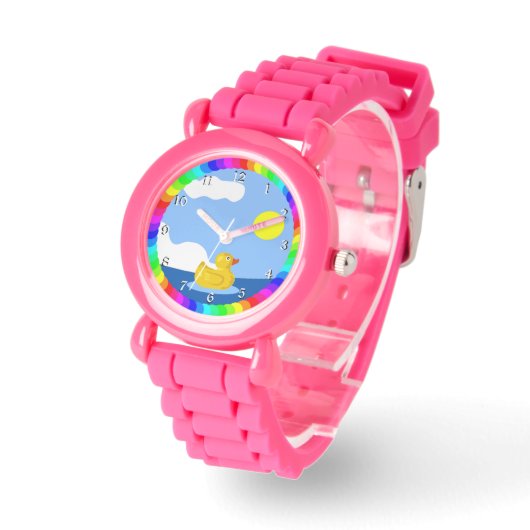 Rubber Ducky, farbenfroh, lustiges Design Armbanduhr (Winkel)