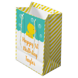 Rubber Ducky Gelb und Grün glücklich Geburtstag Mittlere Geschenktüte