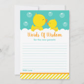 Rubber Ducky Gelb und Grüne Worte der Weisheit Einladung (Vorderseite)