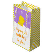 Rubber Ducky Gelb und Lila Happy Birthday Kleine Geschenktüte (Rückseite Schrägansicht)