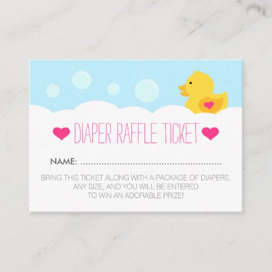 Rubber Ducky Girl Babydusche Windelwanne Raffle Ti Begleitkarte (Vorderseite)