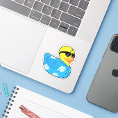 Rubber Ducky im hawaiianischen Shirt Aloha Aufkleber (Laptop mit iPhone)