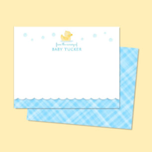 Rubber Ducky Preppy Blue Karierte Note Card Mitteilungskarte